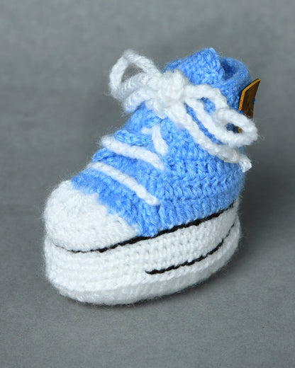 Sky Blue Handmade Woollen Sneakers for Kids