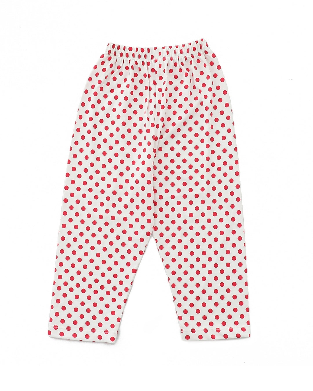 Pink Cotton Knit Full Length Polka Dots Printed Pajama