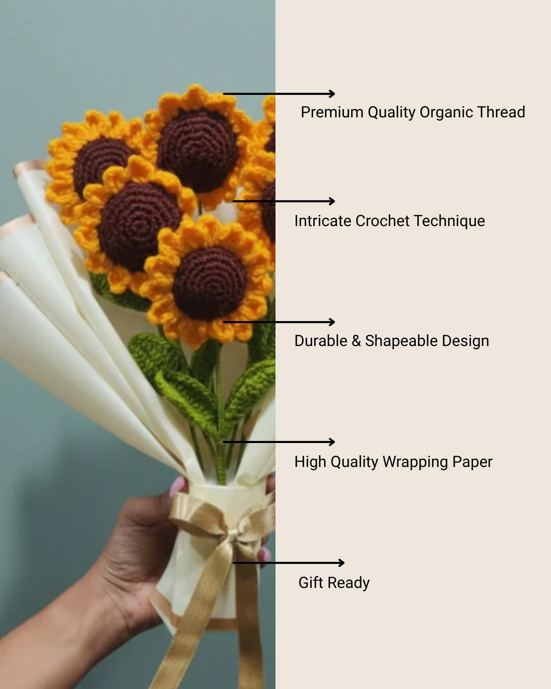Handmade Crochet Sunflower Bouquet