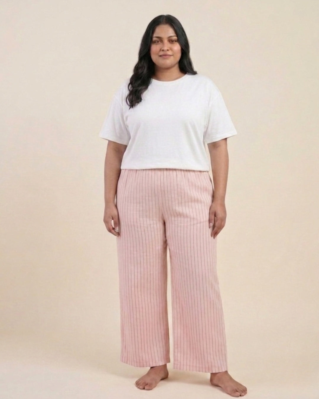 Pink Super Comfy Cotton Poplin Relax Fit Lounge Pant for Women
