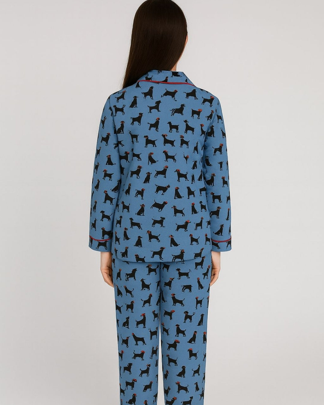 Blue Premium Cotton Puppy Printed Nightsuit for Girls