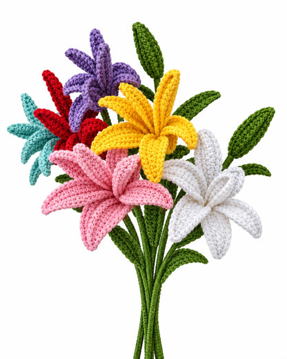 Handmade Crochet Lily Flower Bouquet/Stick