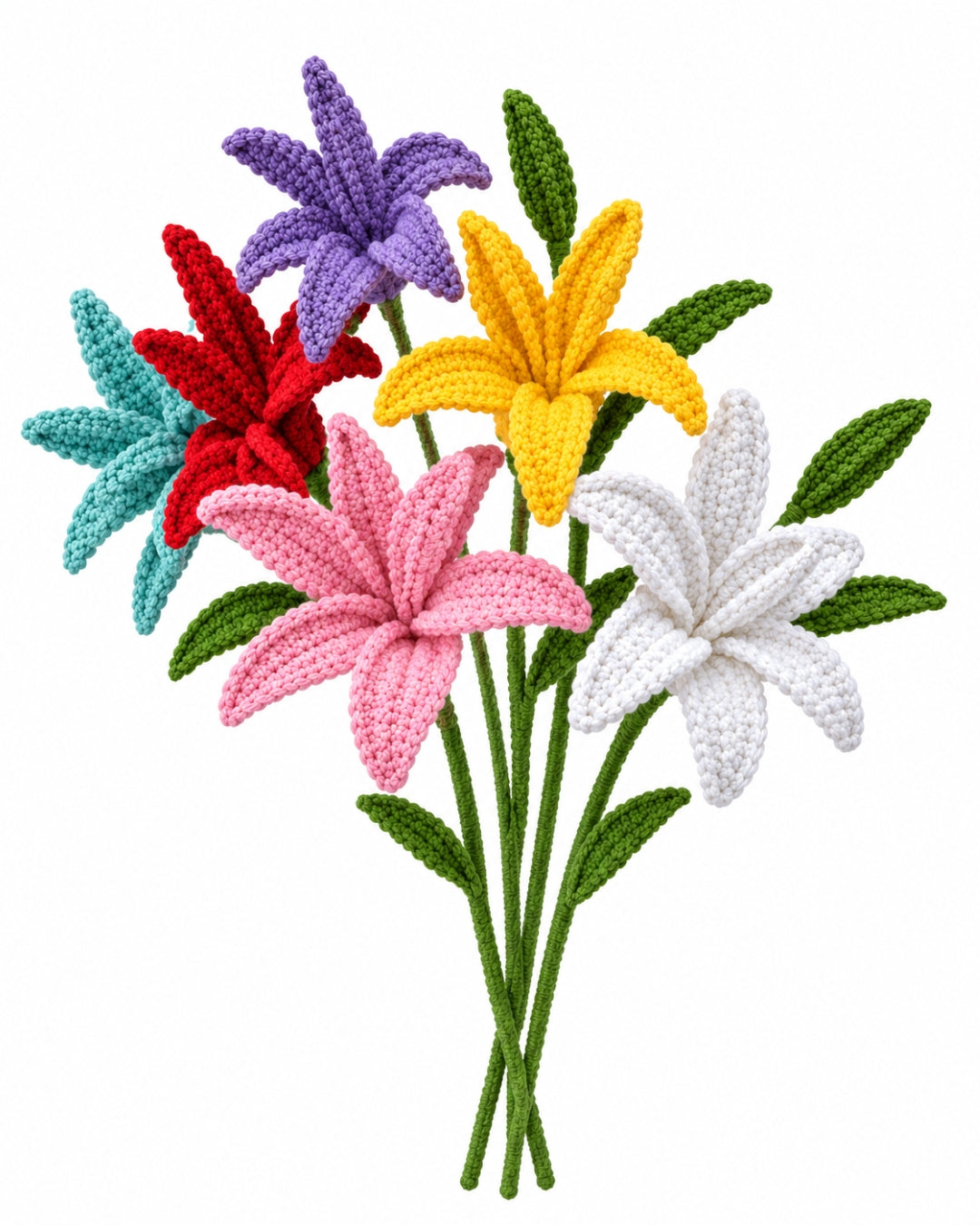 Handmade Crochet Lily Flower Bouquet/Stick