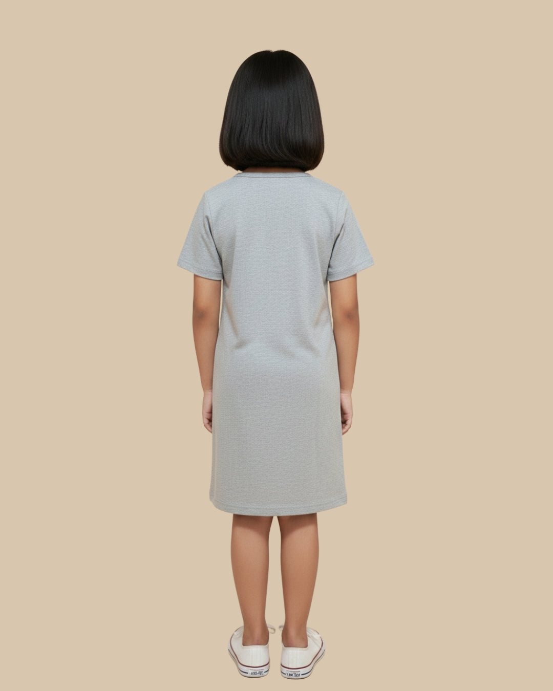 Grey Horse Printed Cotton Night Dress for Girls