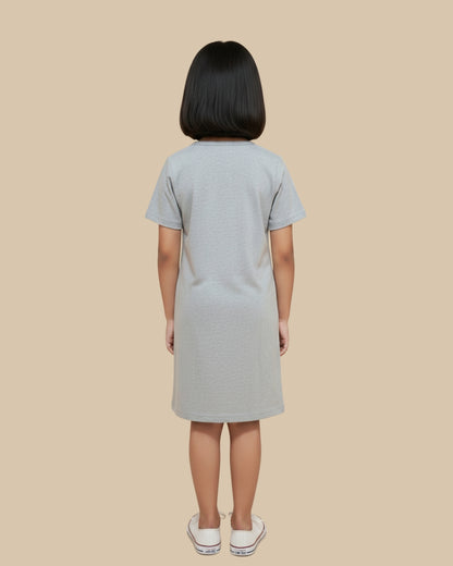 Grey Horse Printed Cotton Night Dress for Girls