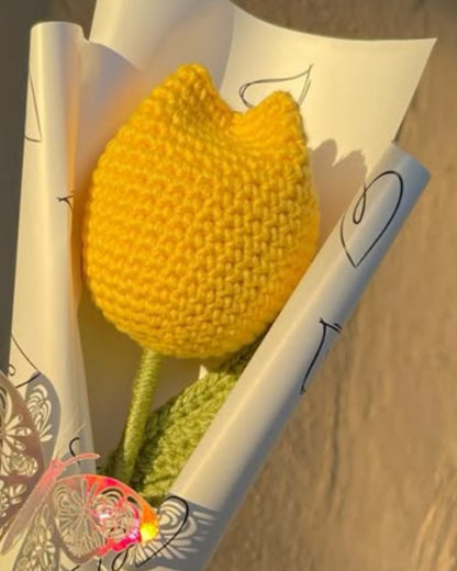 Handmade Crochet Yellow Tulip Bouquet