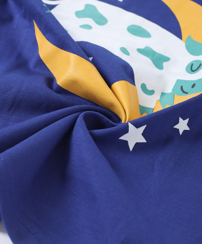 Blue Unisex Printed Cotton Kids Loungewear
