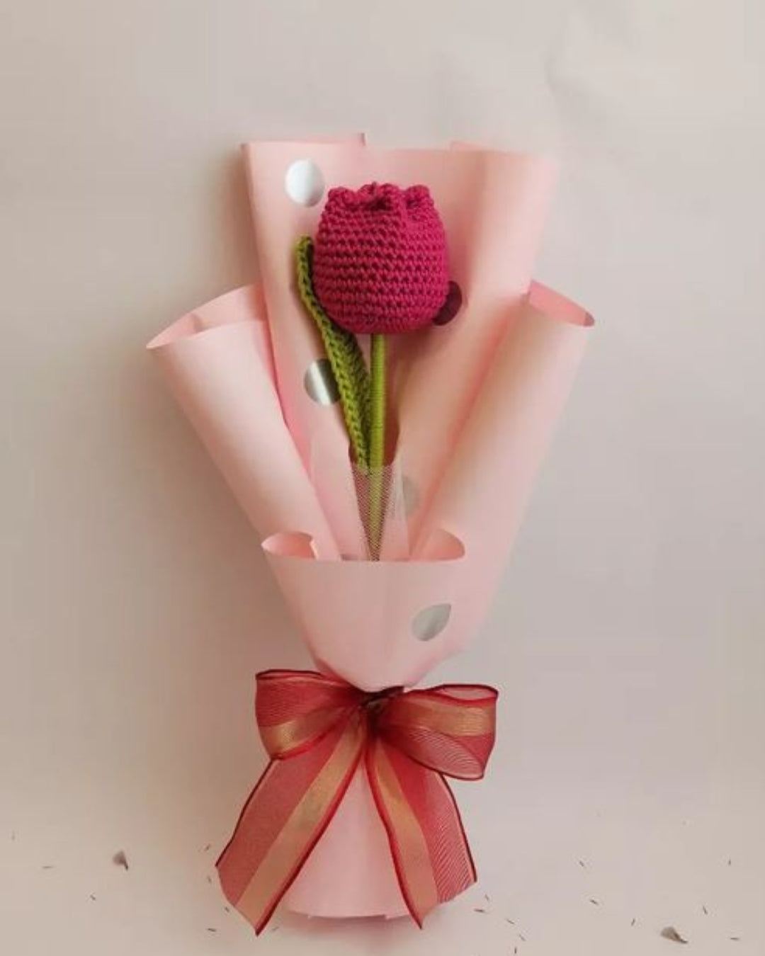 Handmade Crochet Pink Tulip Bouquet