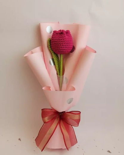Handmade Crochet Pink Tulip Bouquet