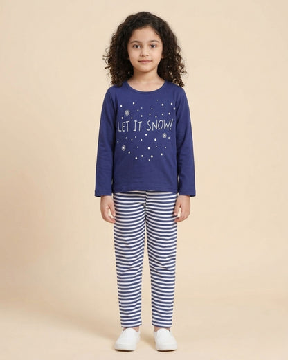 Blue Typography Printed Unisex Loungewear