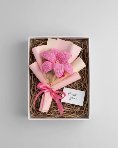 Handmade Crochet Pink Lily Bouquet