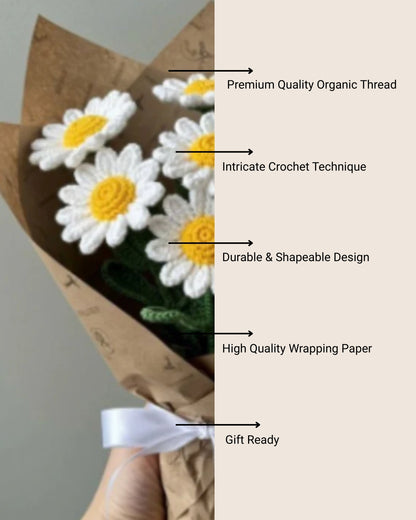 Handmade Crochet Daisy Bouquet
