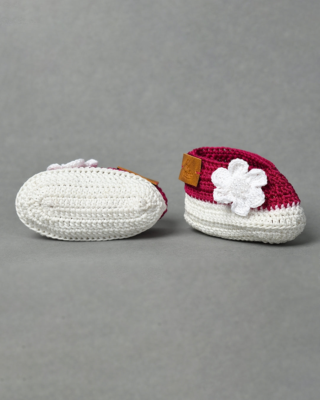 Pink Handmade Floral Crochet Infant Baby Booties for Girls