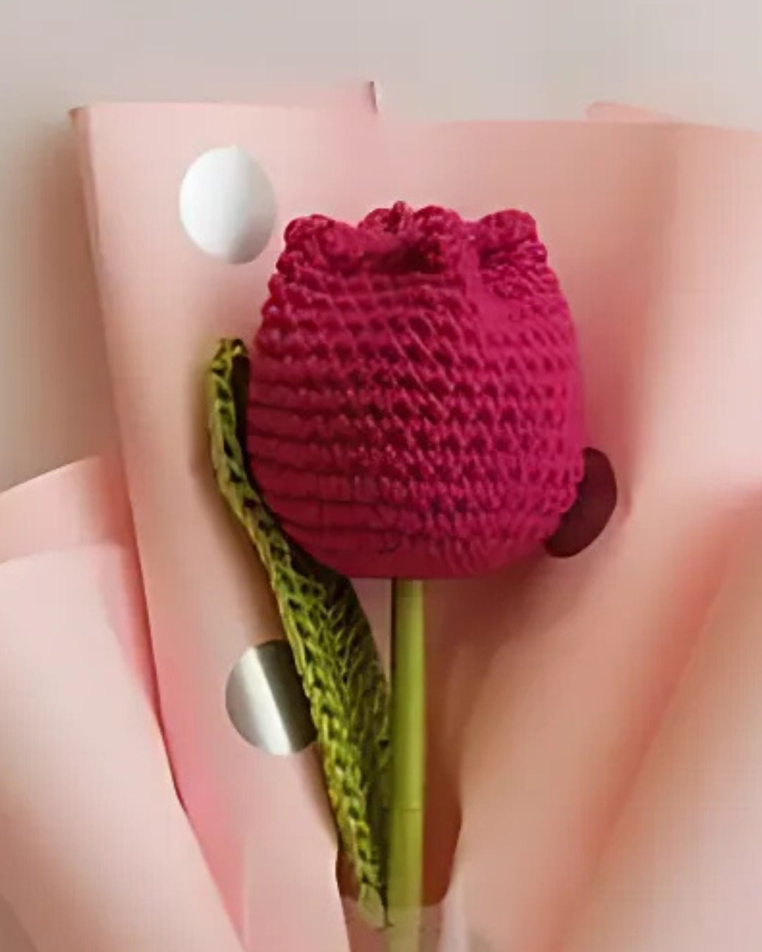Handmade Crochet Pink Tulip Bouquet