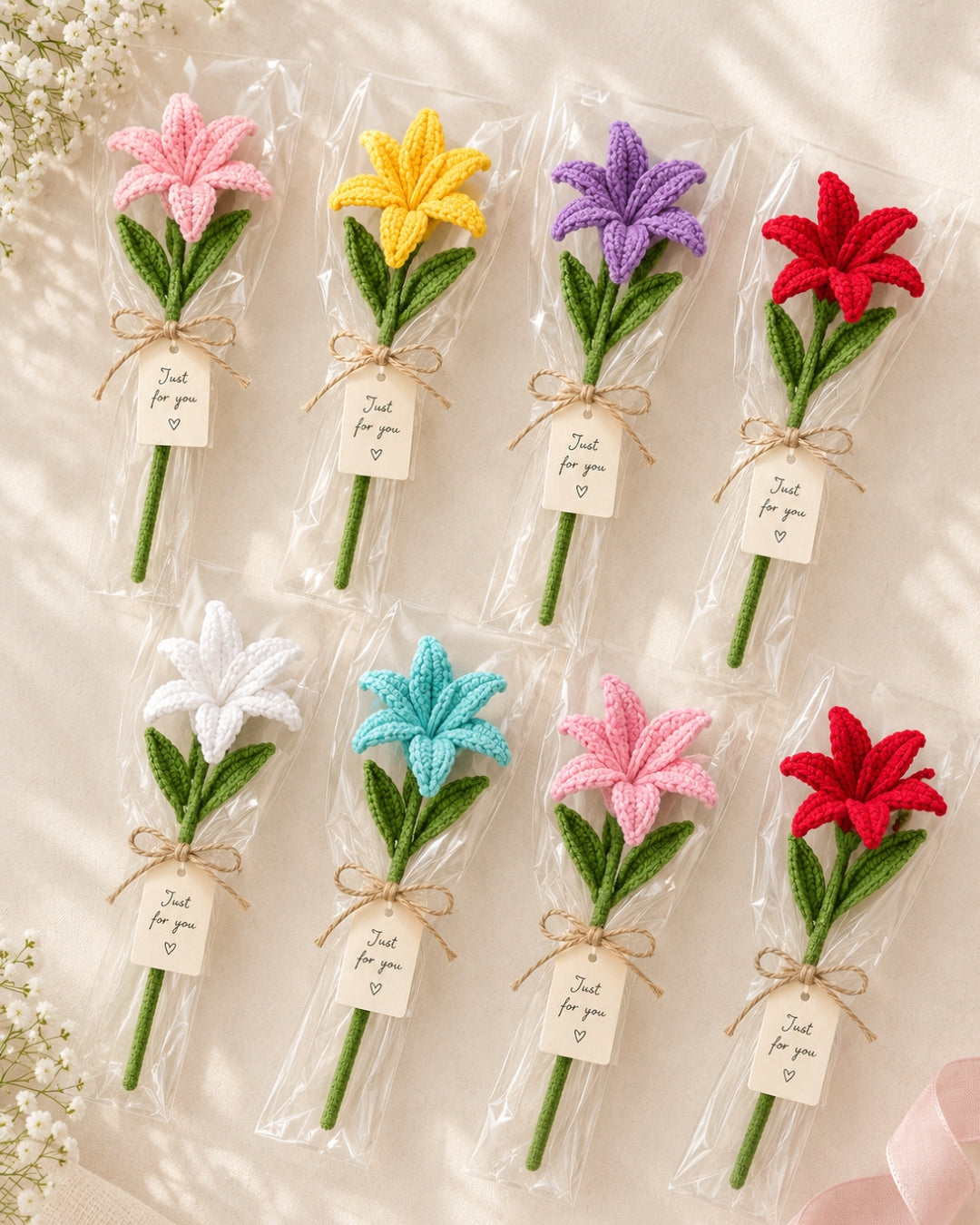 Handmade Crochet Lily Flower Bouquet/Stick