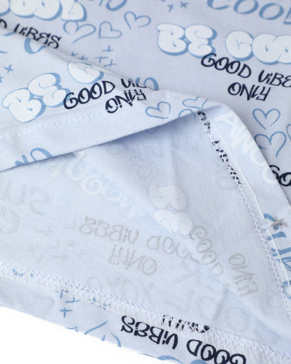 Blue Super Cool Printed Premium Cotton T-Shirt & Shorts Set with Pocket for Girls & Boys