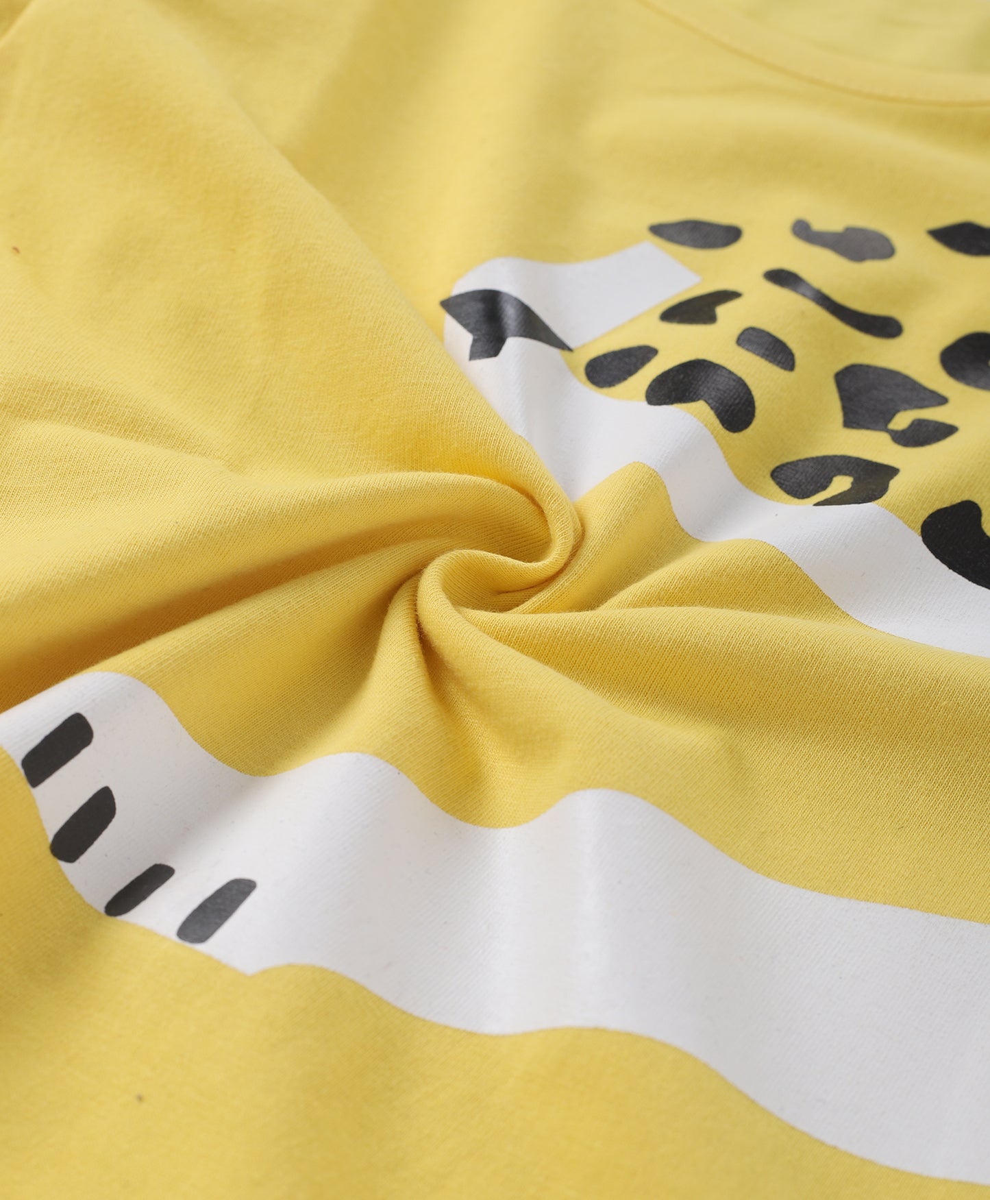 Yellow Tiger Printed Cotton Night Suit For Boys