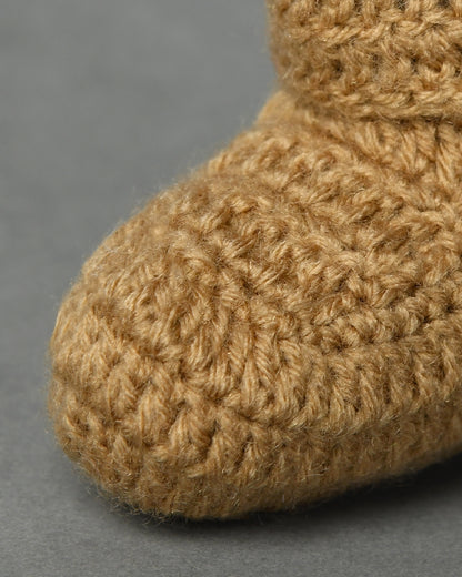 Beige Handmade Woollen Booties for Kids