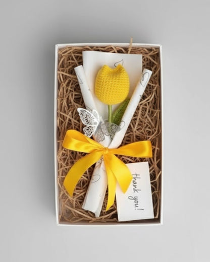 Handmade Crochet Yellow Tulip Bouquet