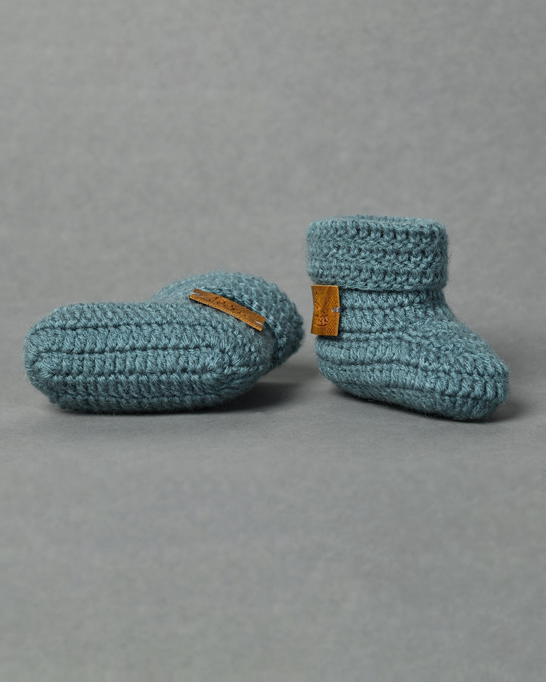 Grey Handmade Woollen Booties for Kids