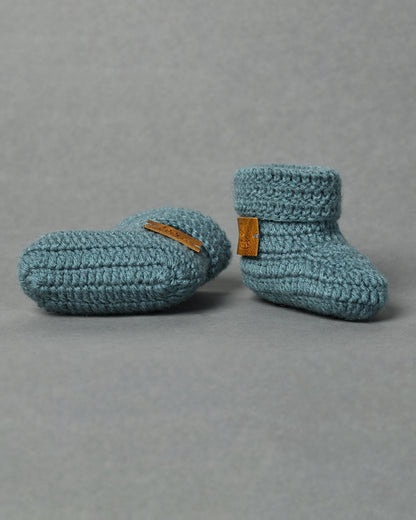Grey Handmade Woollen Booties for Kids