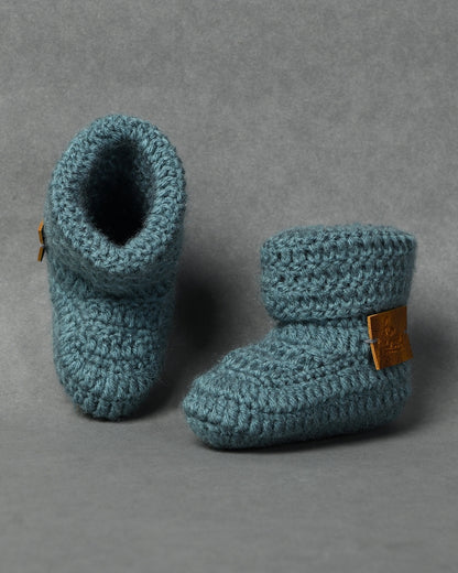 Grey Handmade Woollen Booties for Kids
