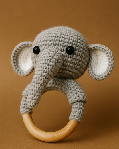 Handmade Crochet Chota Appu Toy and Rattle Set for Kids Soft and Safe