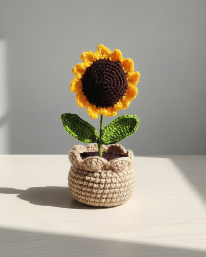 Handmade Crochet Sunflower with Pot