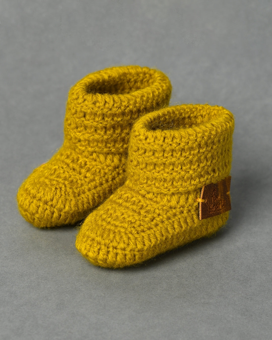 Mustard Handmade Baby Booties for Kids