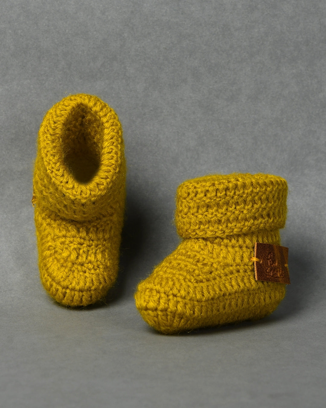 Mustard Handmade Baby Booties for Kids