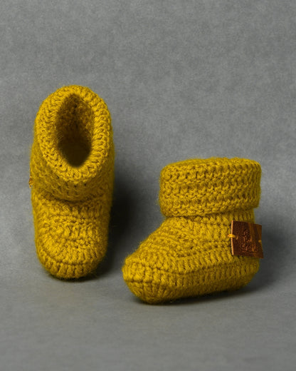 Mustard Handmade Baby Booties for Kids