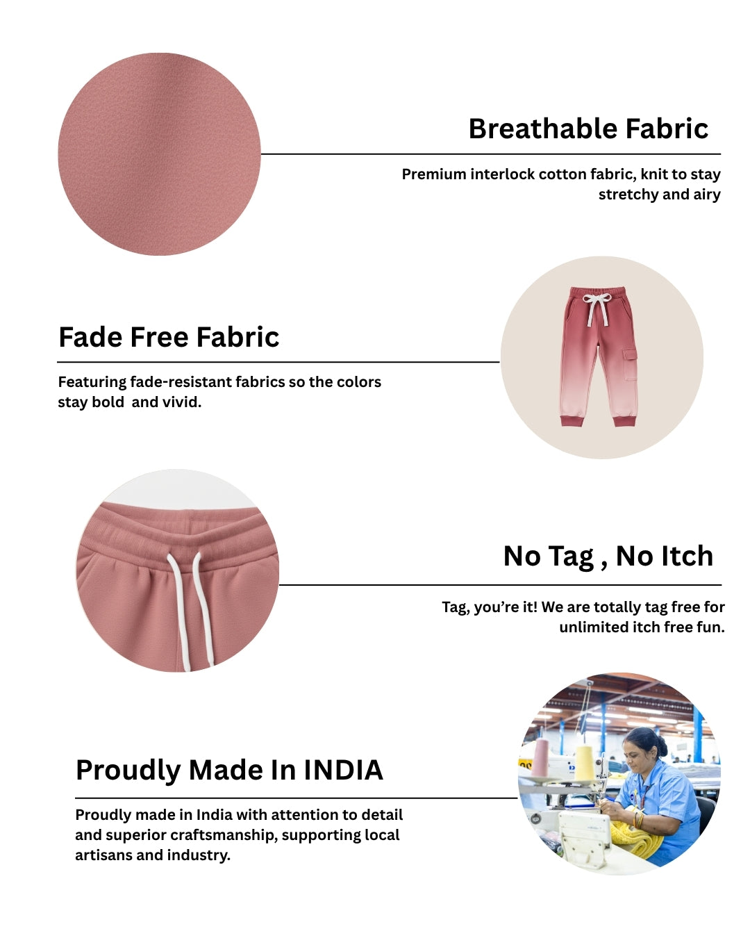 Pink Loop Knit Cotton Cargo Jogger with Pockets for Girls