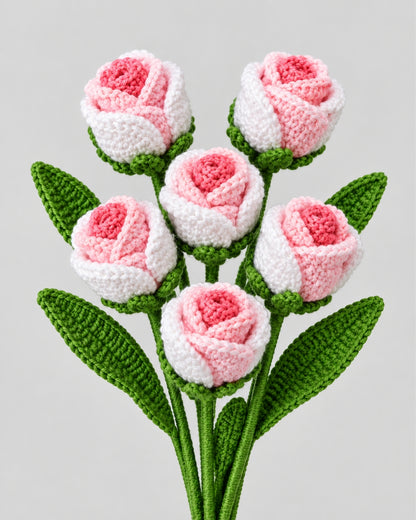 Handmade Crochet Shaded Rose Bouquet/Stick