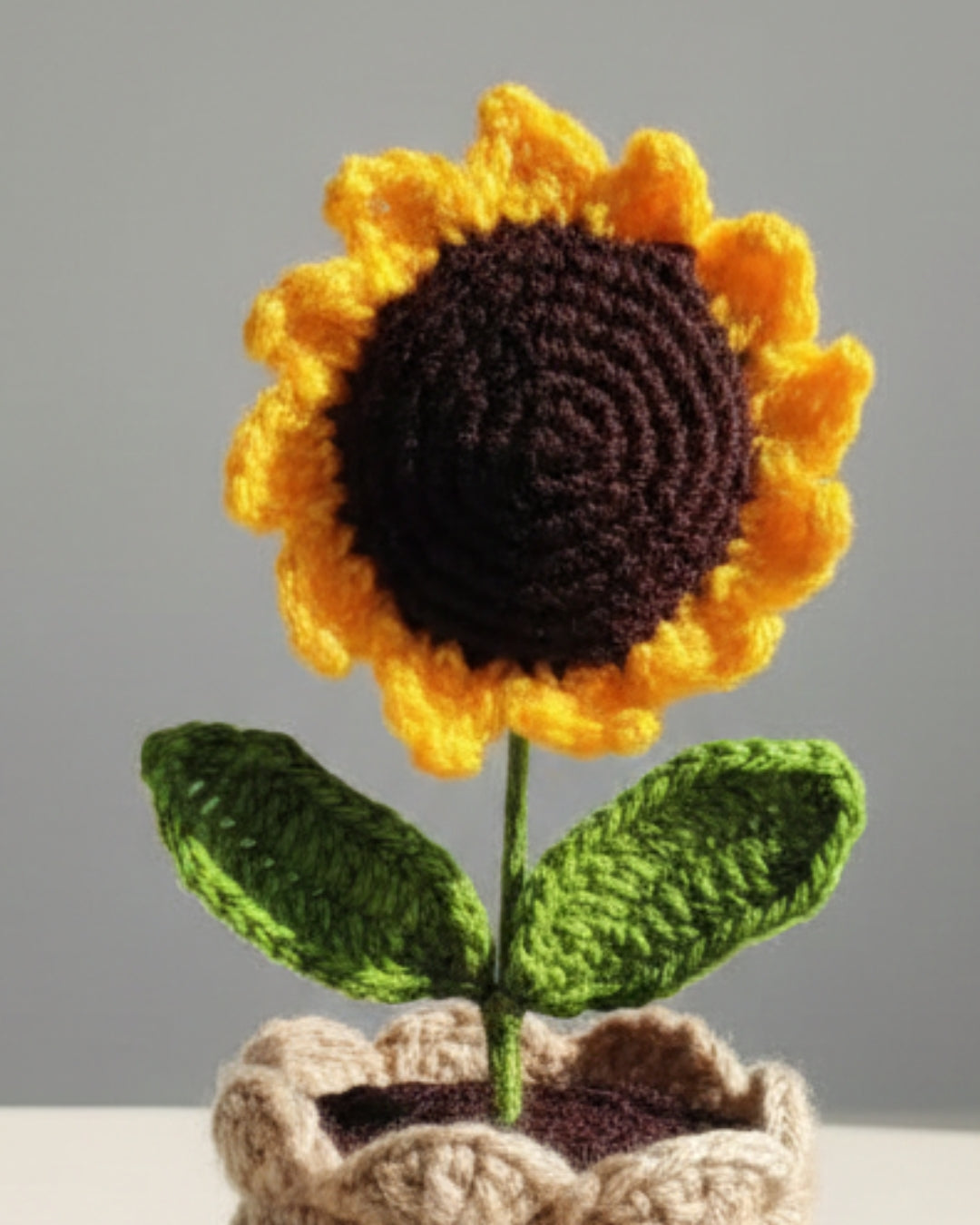 Handmade Crochet Sunflower with Pot