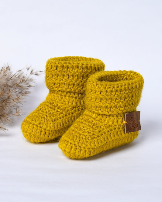 Mustard Handmade Baby Booties for Kids