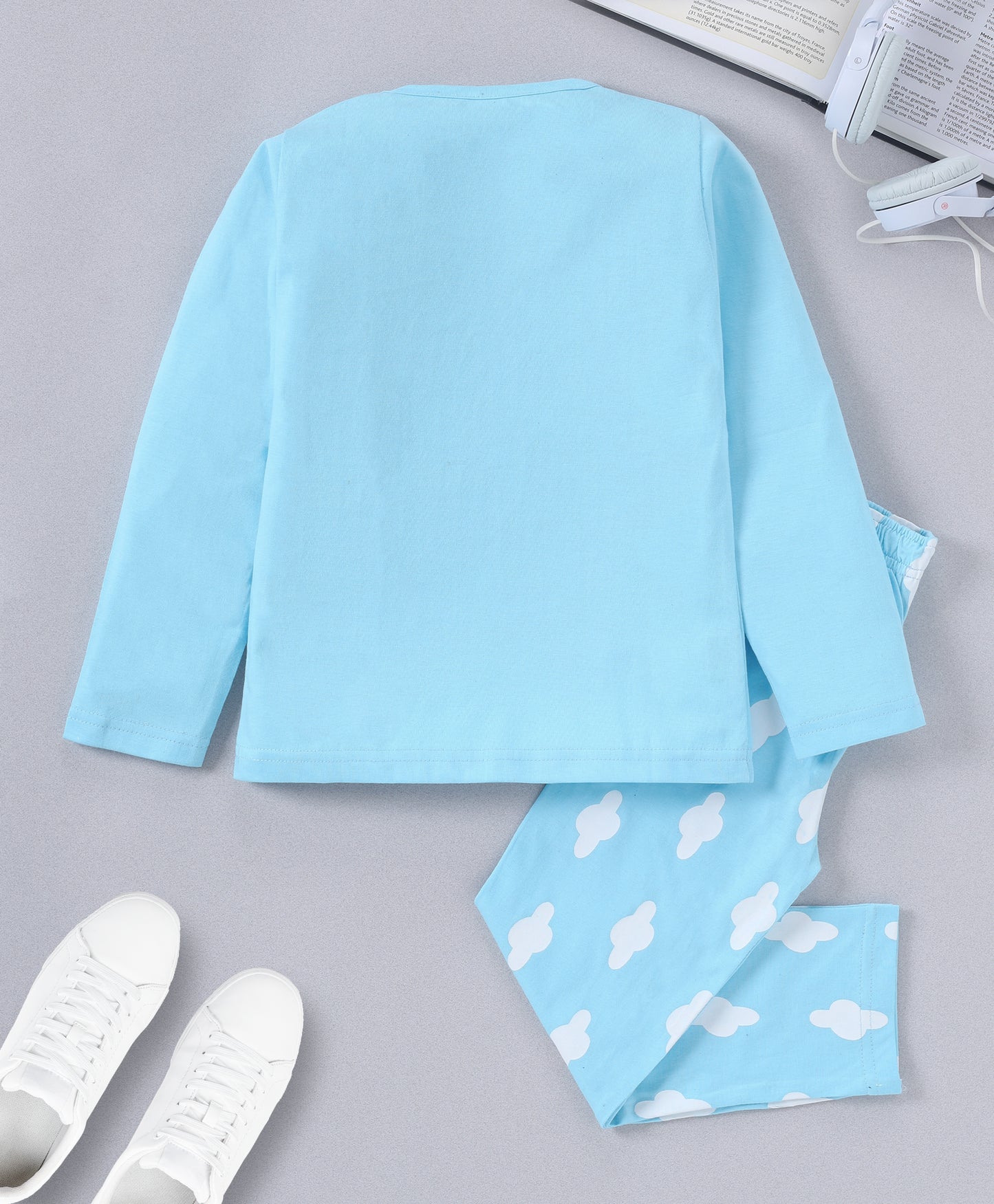 Blue Unicorn Printed Cotton Loungewear for Girls