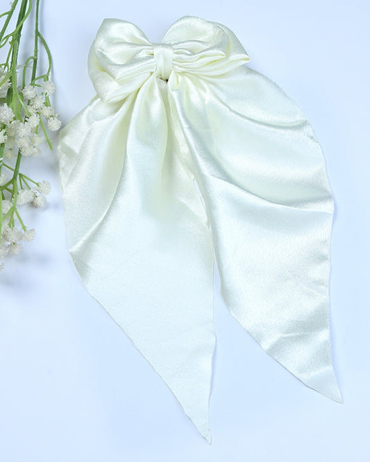 Satin Bow Hairclip - White