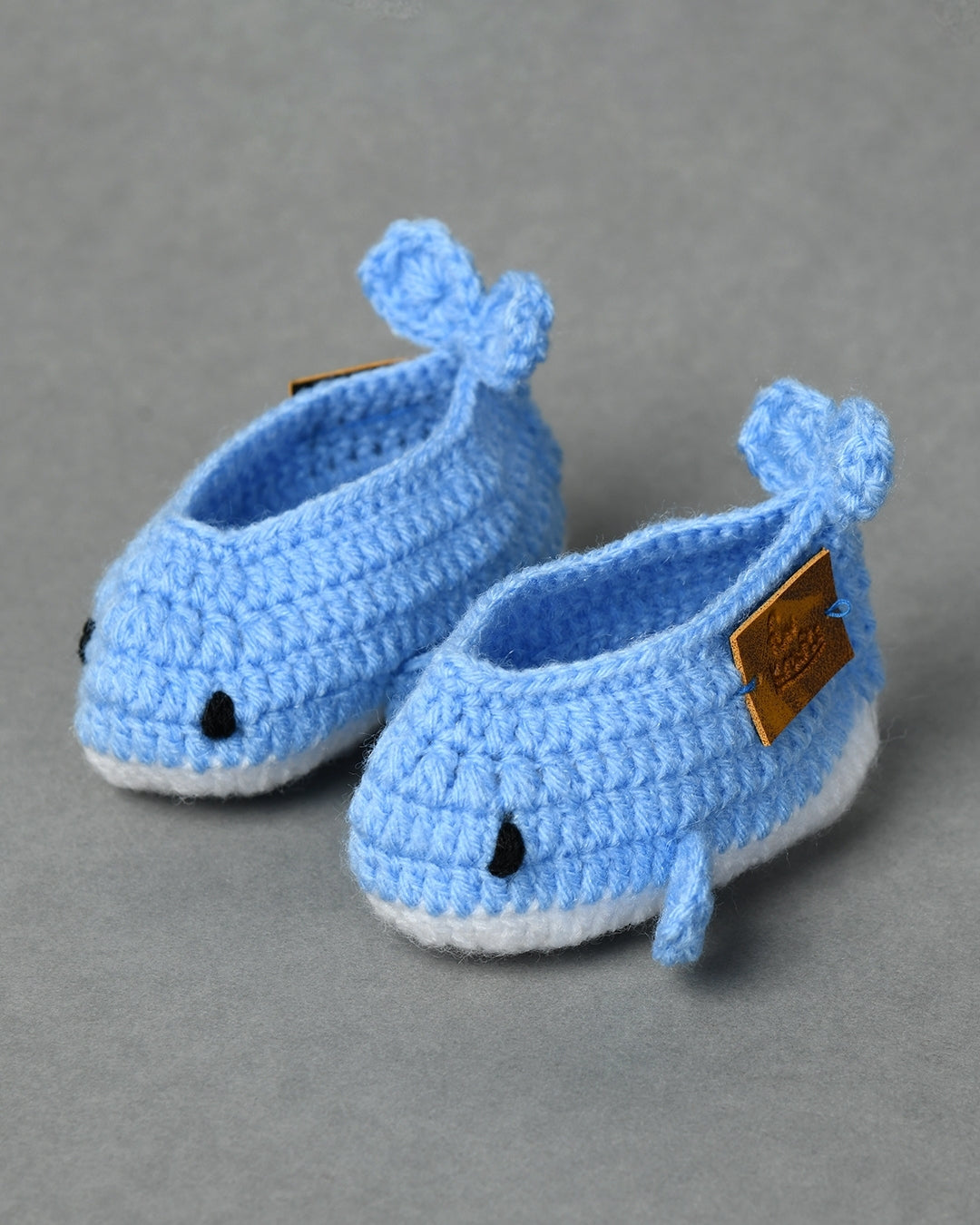 Blue Handmade Woollen Fish Shaped Infant Baby Booties
