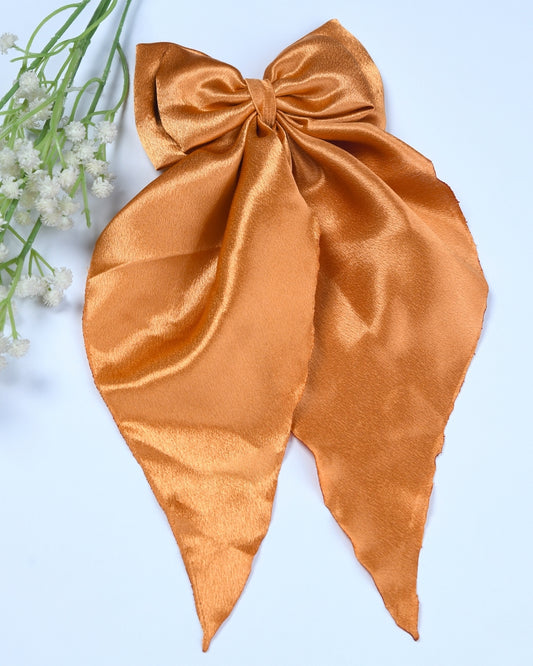 Satin Bow Hairclip - Mustard