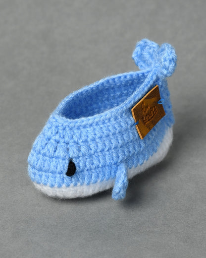 Blue Handmade Woollen Fish Shaped Infant Baby Booties