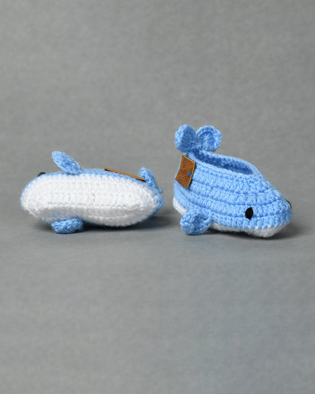 Blue Handmade Woollen Fish Shaped Infant Baby Booties