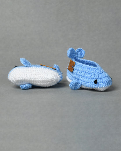 Blue Handmade Woollen Fish Shaped Infant Baby Booties