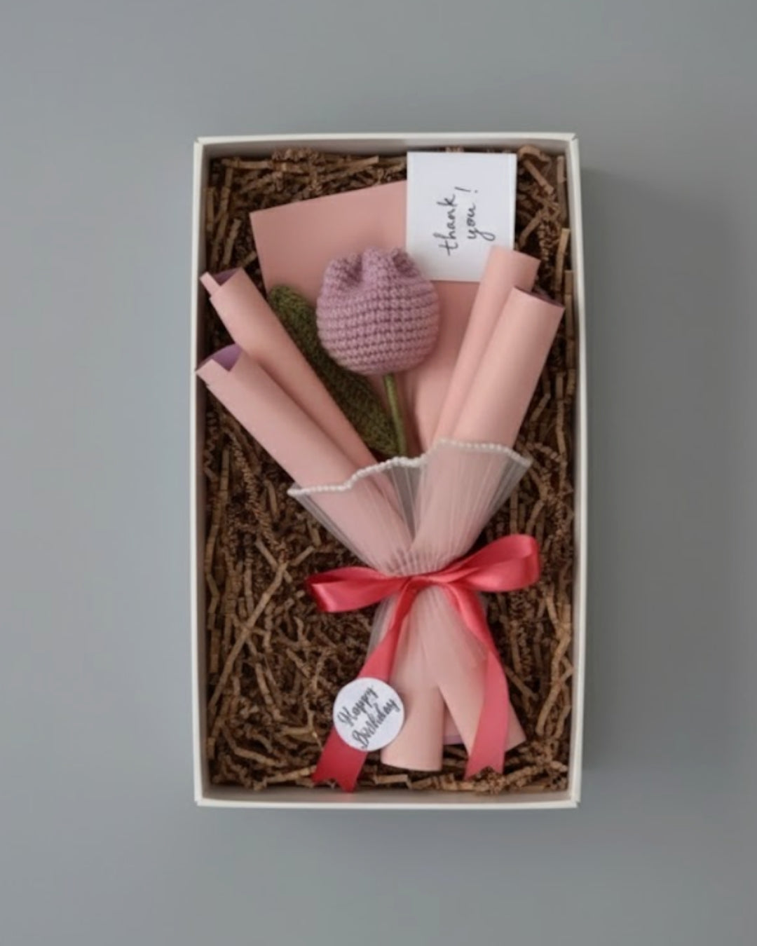 Handmade Crochet Mauve Tulip Bouquet