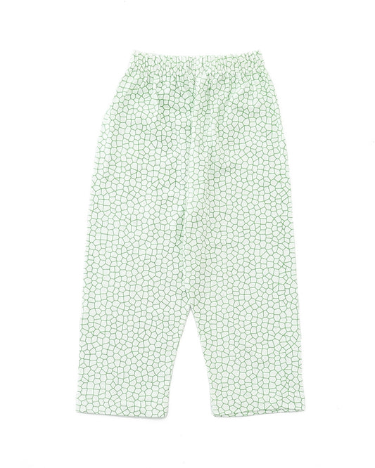 Green Cotton Knit Full Length Printed Pajama