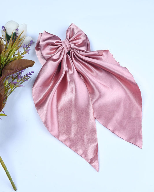 Satin Bow Hairclip - Pink