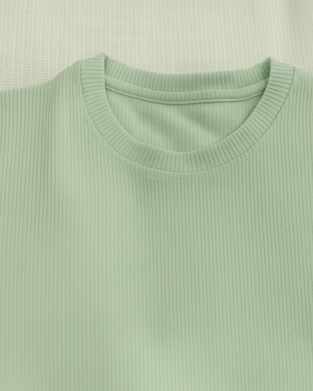 Green Premium Cotton Half Sleeves Solid Co-ord Set for Girls