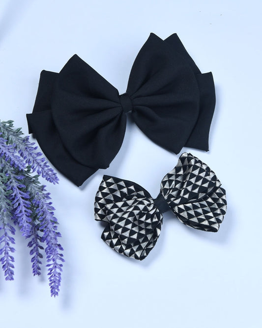 Pack Of 2 Ribbon Bow Hairclips - Black