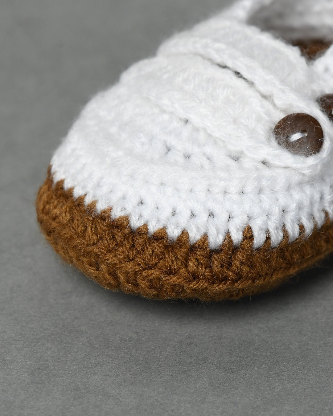 White & Brown Handmade Woollen Baby Booties