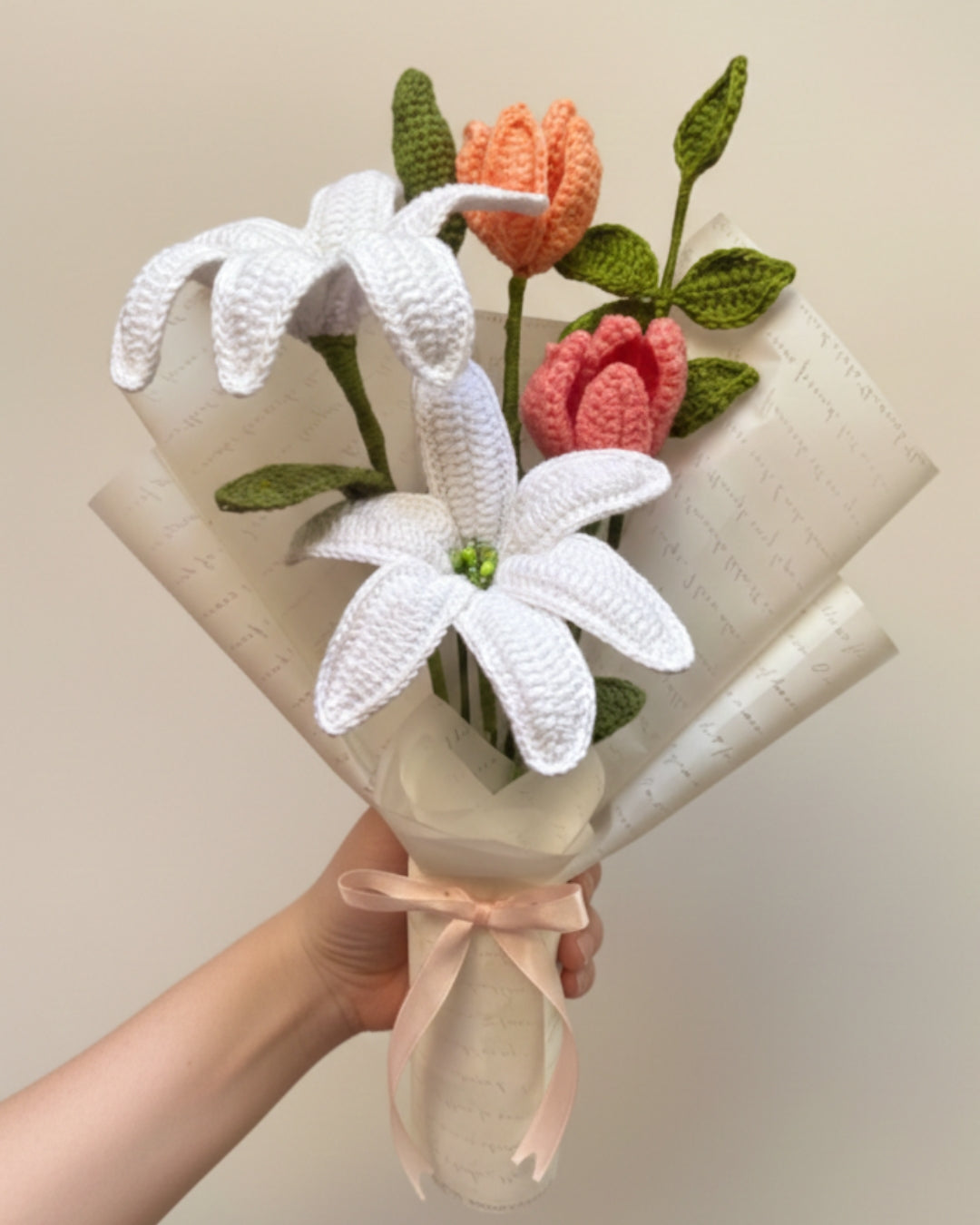 Handmade Crochet Lily & Tulip Bouquet