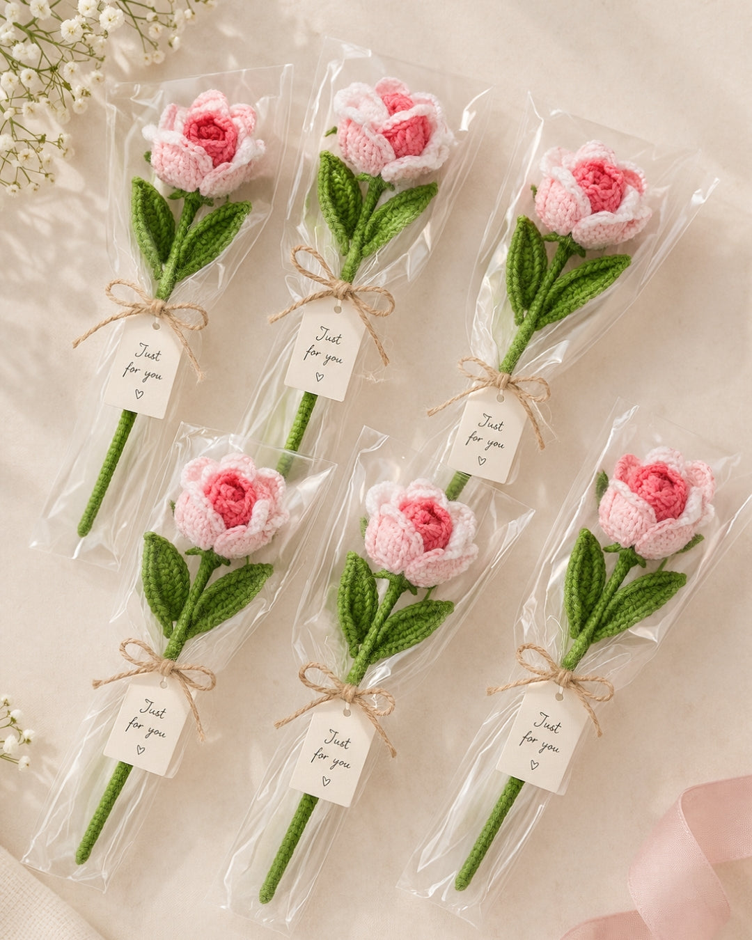 Handmade Crochet Shaded Rose Bouquet/Stick